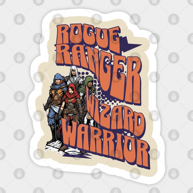 Rogue, Range, Wizard, Warrior Fantasy RPG D-20 Sticker by ForbiddenGeek